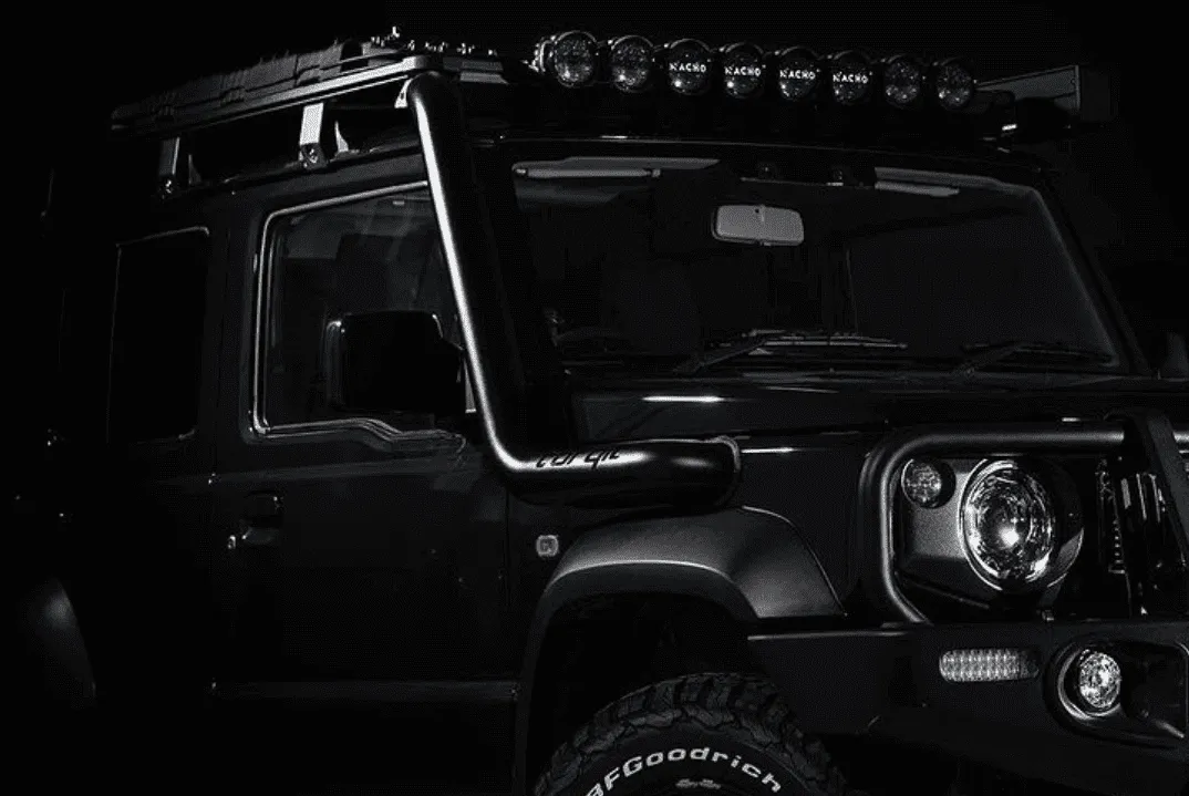 Front end of a Suzuki Jimny 5-Door showing Torqit performance enhancements