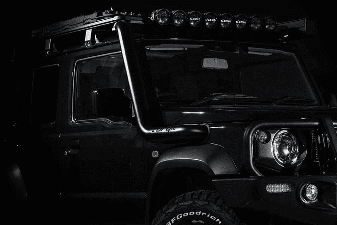 Front end of a Suzuki Jimny 5-Door showing Torqit performance enhancements