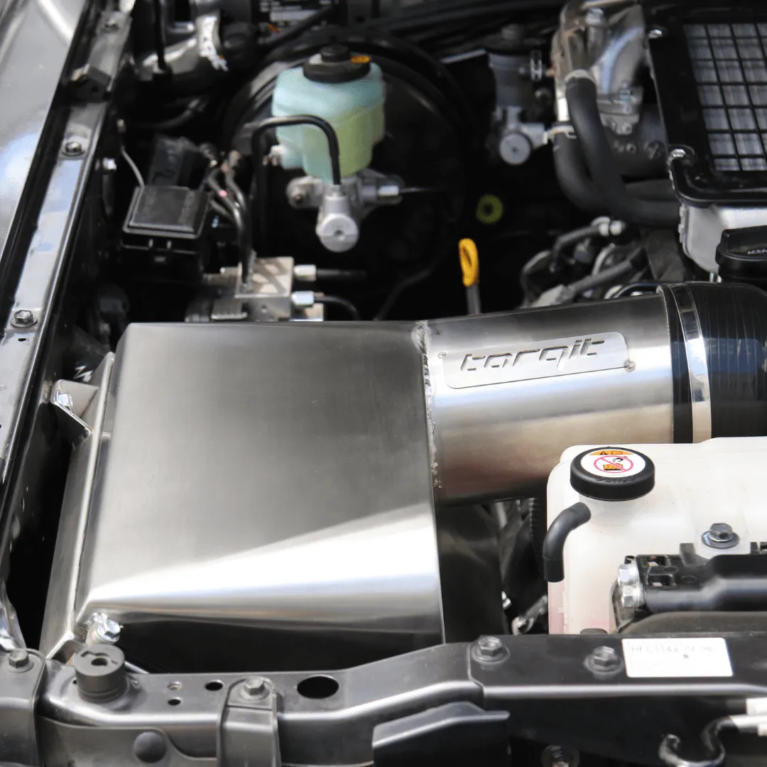 Stainless steel performance airbox installed in engine bay