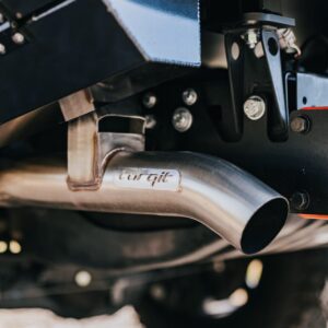 Stainless steel Torqit exhaust pipe installed on Toyota 79 Series LandCruiser