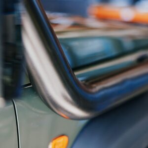 Close-up of Torqit stainless snorkel pipe on Suzuki Jimny.