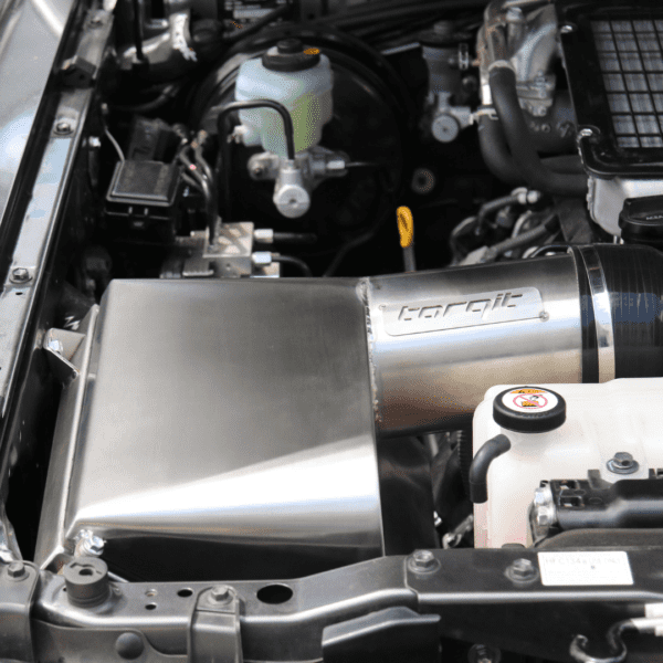 Stainless steel performance airbox installed in engine bay