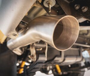 Close-up of Torqit DPF-Back Exhaust tip on Toyota LandCruiser 76/78 Series.