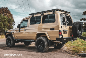 Toyota LandCruiser 78 Series Troop Carrier fitted with Torqit DPF-Back Exhaust.