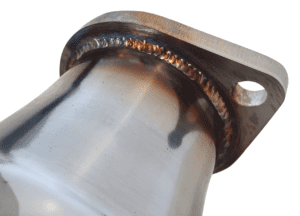 Welded flange of Torqit high flow catalytic converter for Y62 Nissan Patrol