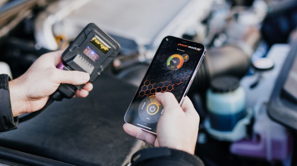 Torqit Power Module in use with smartphone app