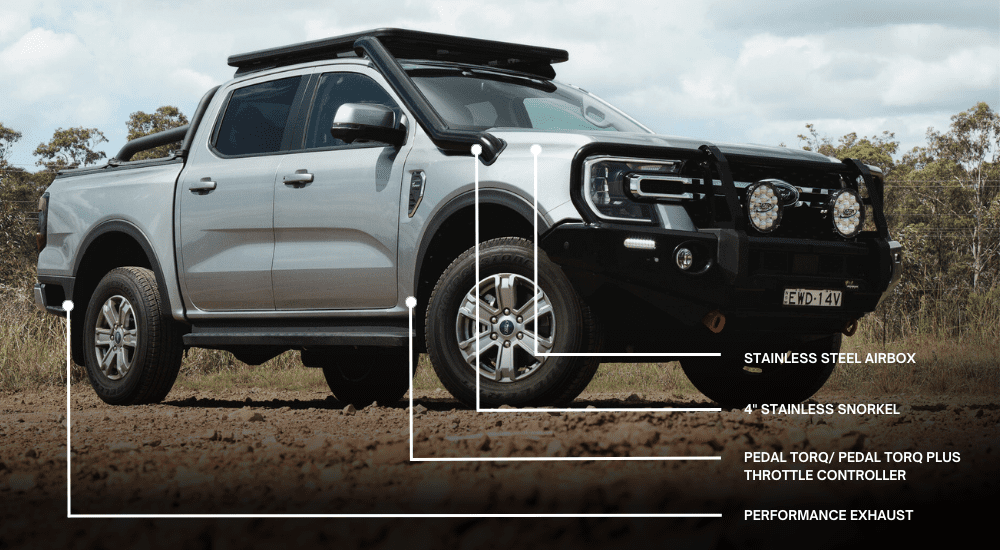 Ford Next-Gen Ranger with Torqit Stainless Steel Airbox, Snorkel, Throttle Controller and Performance Exhaust