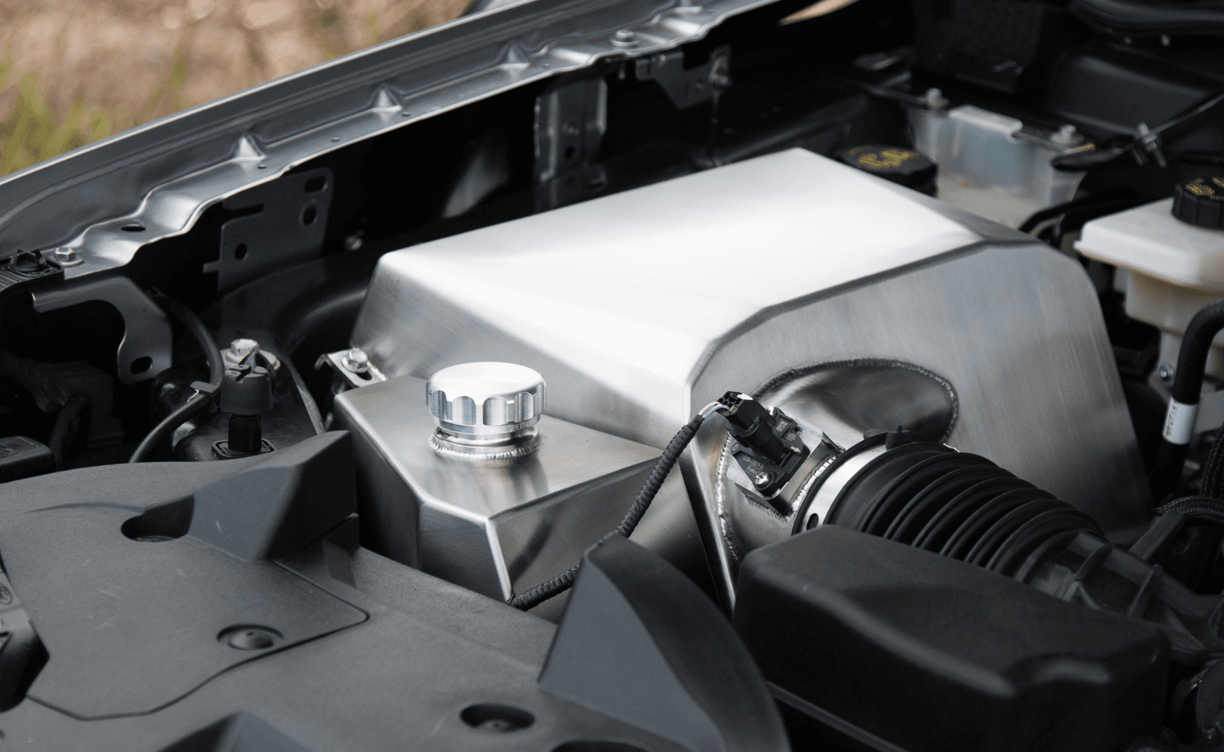 Stainless steel performance airbox installed in Ford Next-Gen Ranger engine bay