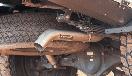 Torqit stainless steel exhaust system installed under 4WD