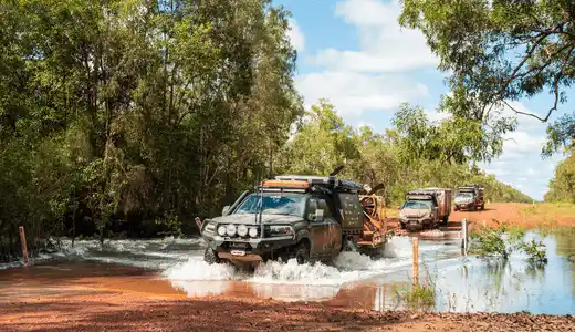 4WD Performance vehicles crossing river with Torqit exhaust upgrades