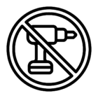 Torqit no drilling needed icon with crossed drill symbol
