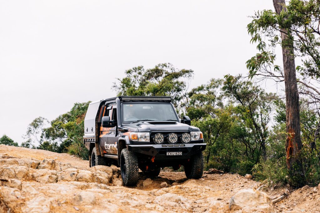 79 Series DPF Back Dual Cab LandCruiser off-road with Torqit exhaust system